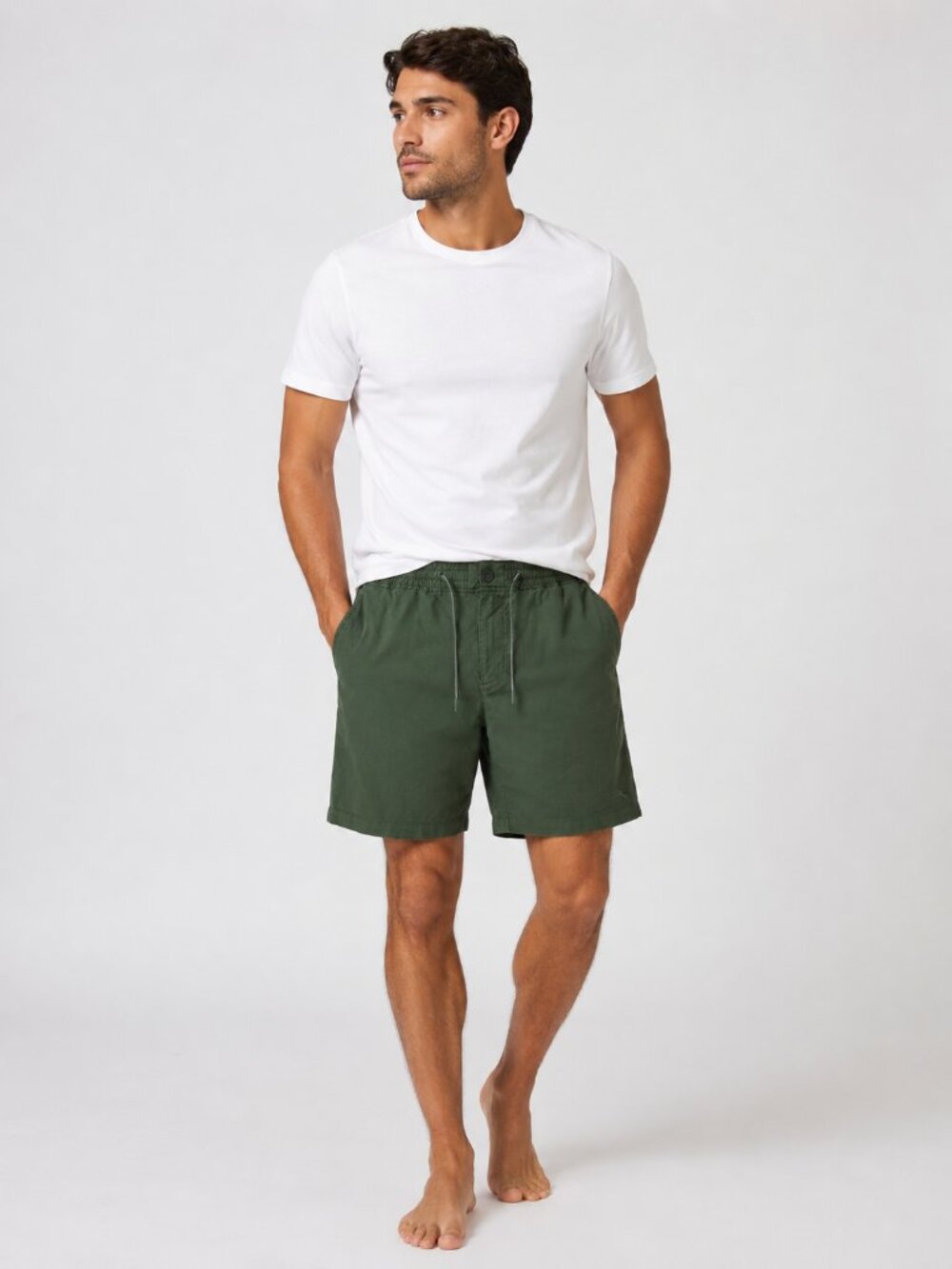 Tommy Bahama Men’s Olive Green Elastic Waist Shorts Size Large Cotton Stretch Ca